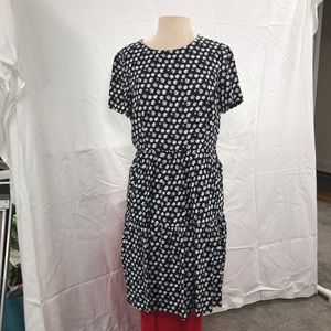 Navy Tiered Dress In Blurred Floral (NWT)